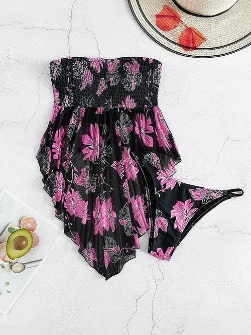 Sexy Floral Print Swimming Skirt Two Piece